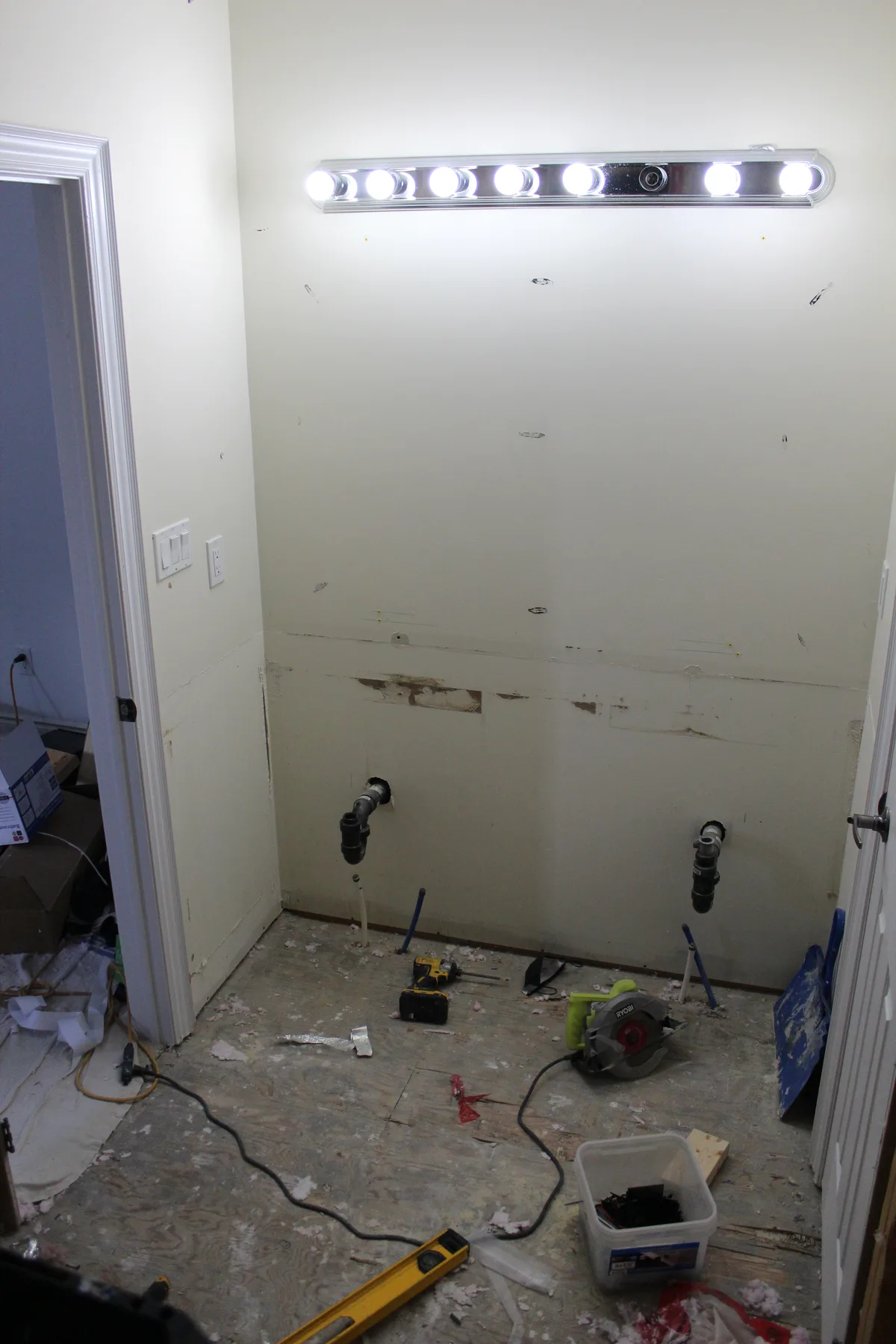 Black & White Bathroom Renovation — during renovation