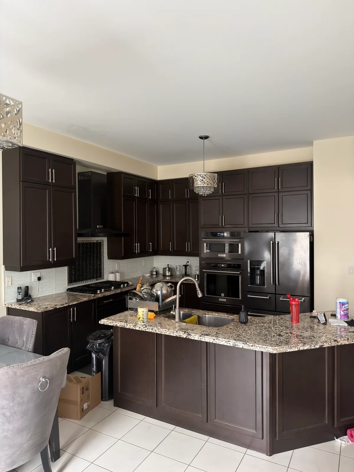 White Kitchen Renovation with Island — before